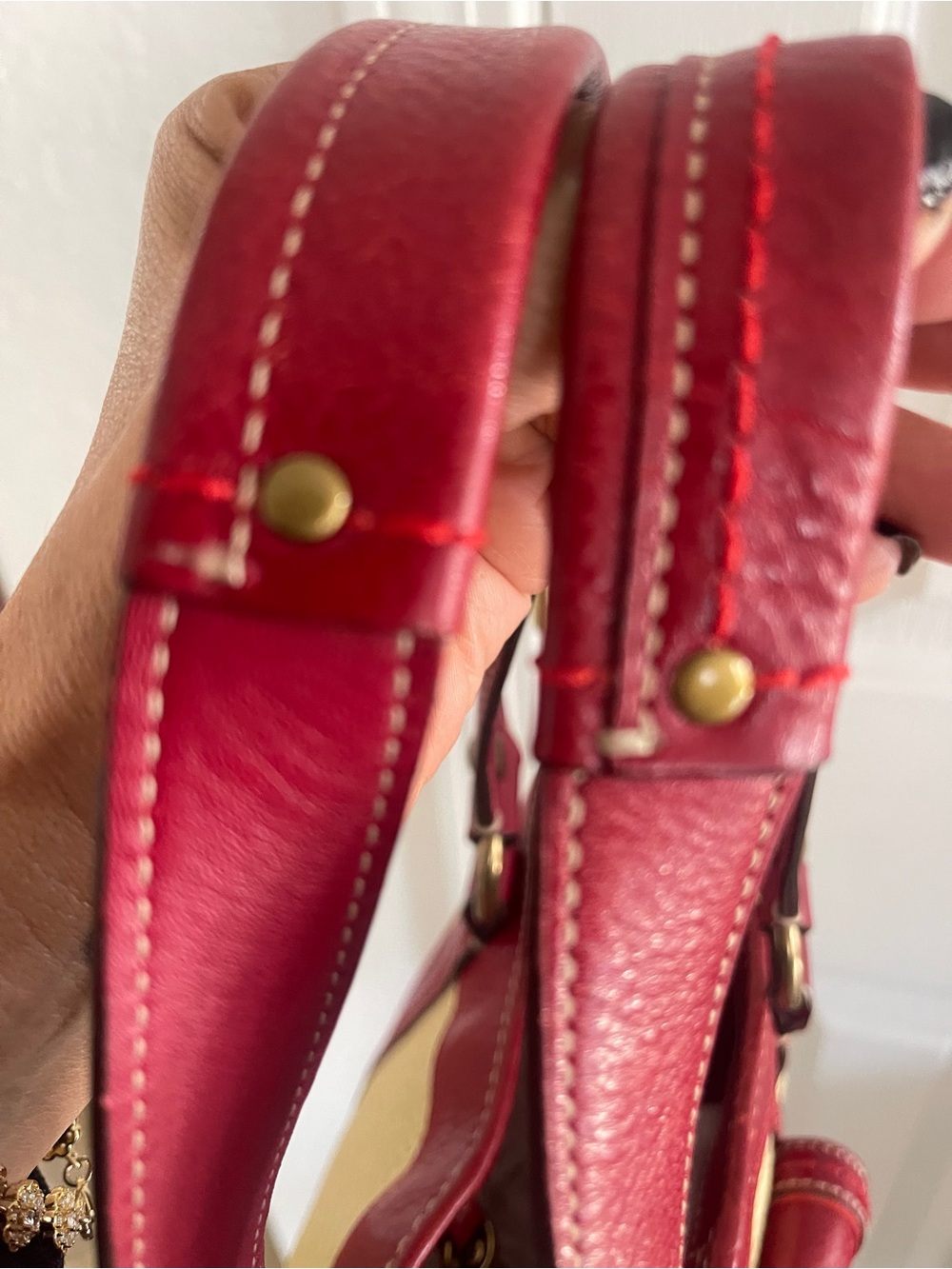 Beautiful 😻 Coach Legacy M05K-113 Straw & Red Leathe… - Gem